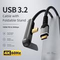 USB-C 3.2-kabel med sammenklappeligt stativ - 20 Gbps, 4K 60Hz, 2m - sort