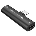 USB-C / 3.5mm Audio Adapter med Power Delivery 27W - Sort