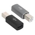 USB-C hun til USB Type-B adapter til printere, scannere - 2-pak - Sort og grå