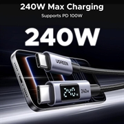 Ugreen 240W USB-C-kabel med skærm - 480Mbps - 2m - grå