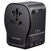Ugreen S550 rejseadapter - 65W, 3.25A, USB-A, 2x USB-C - sort