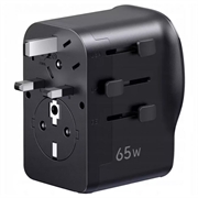 Ugreen S550 rejseadapter - 65W, 3.25A, USB-A, 2x USB-C - sort