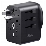 Ugreen S550 rejseadapter - 65W, 3.25A, USB-A, 2x USB-C - sort