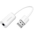 Ugreen US206 USB-A til 3.5mm lydadapter - hvid
