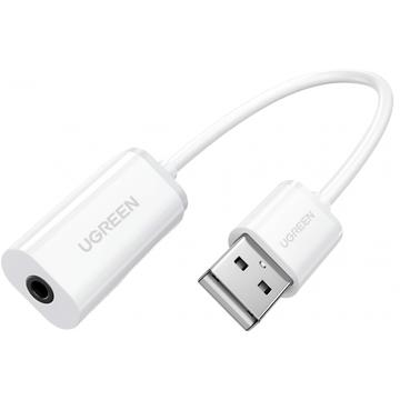Ugreen US206 USB-A til 3.5mm lydadapter - hvid
