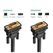 Ugreen VG101 VGA-kabel - 10m - 1080p - sort