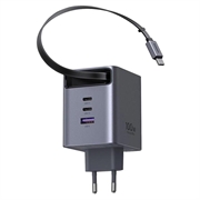 Ugreen X616 4-i-1 hurtigvægoplader 100W - USB-C-kabel, USB-A og 2 USB-C-porte - Grå