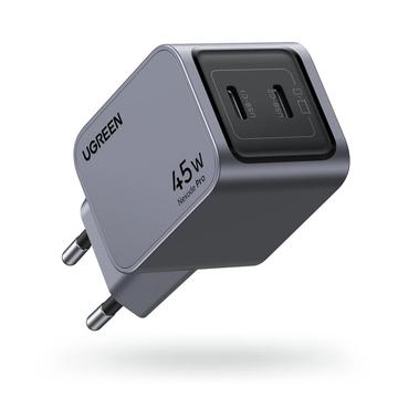 Ugreen X707 Nexode Pro 45W vægoplader med 2x USB-C-porte - grå