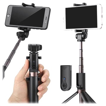 Universel 3-i-1 Bluetooth Selfie Stang & Mobil Tripod - Sort