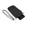 Universel mobiltelefonhylster i nylon med lynlås og snor - 4.7-5.4" - Sort