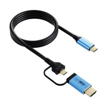 V292 4K 60Hz USB-C til USB-C/HDMI 2.0 Video Converter-kabel - 2m - Sort / Blå