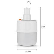 V52 Bærbar genopladelig solcelle-camping-LED-pære/-lampe med 5-gears belysning og krog