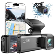 V56 GPS-sæt med dobbelt dashcam - 4K-kamera foran og 2K-kamera bagpå - sort