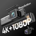 V56 GPS-sæt med dobbelt dashcam - 4K-kamera foran og 2K-kamera bagpå - sort