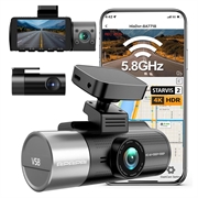 V58 3-kanals bilkamera - 4K foran, 1080p bag/kabine, GPS, WiFi