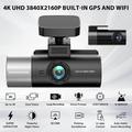 V58 3-kanals bilkamera - 4K foran, 1080p bag/kabine, GPS, WiFi