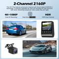 V61 4K/1080p dobbelt dashcam - 5.8GHz WiFi, HDR-nattesyn, superkondensator - sort