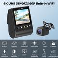 V61 4K/1080p dobbelt dashcam - 5.8GHz WiFi, HDR-nattesyn, superkondensator - sort