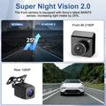 V63 dobbelt dashcam - 4K/1080p, HDR-nattesyn, 5.8GHz WiFi, parkeringsovervågning - sort