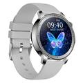 V65 1,32-tommer AMOLED Touch Screen Smart Watch Pulsmåler Kvinder Sportsarmbånd, Silikone Rem - Sølv