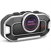 V9 motorcykelhjelm/Bluetooth 5.0-headset - FM-radio, to mikrofoner, automatisk besvarelse - sort