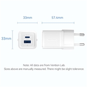 Vention FEQ 30W GaN hurtig vægoplader - hvid