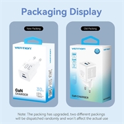 Vention FEQ 30W GaN hurtig vægoplader - hvid