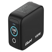 Verbatim 3-ports mini GaN-vægoplader med display - 100W, EU/UK/US - sort