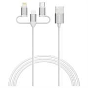 Verbatim Essentials 3-i-1-kabel - USB-A til Micro-B, USB-C, Lightning - 18W, 1m - hvid