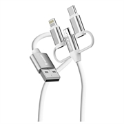 Verbatim Essentials 3-i-1-kabel - USB-A til Micro-B, USB-C, Lightning - 18W, 1m - hvid