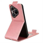 Huawei Pura 90 Pro Max lodret flip-etui med stativ - rosaguld