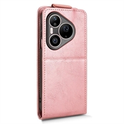 Huawei Pura 90 Pro Max lodret flip-etui med stativ - rosaguld