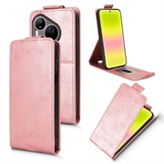 Huawei Pura 90 Pro lodret flip-etui med stativ - rosaguld