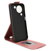 Huawei Pura 90 lodret flip-etui med stativ - rosaguld
