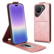 Huawei Pura 90 lodret flip-etui med stativ - rosaguld