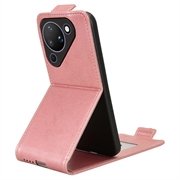 Huawei Pura 90 lodret flip-etui med stativ - rosaguld