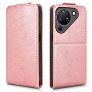 Huawei Pura 90 lodret flip-etui med stativ - rosaguld