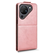 Huawei Pura 90 lodret flip-etui med stativ - rosaguld