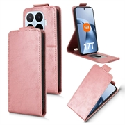 Xiaomi 17T lodret flip-etui med stativ - rosaguld