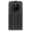 Huawei Mate 50 Vertikal Flip Taske med Kortholder - Sort