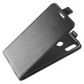Huawei P20 Lite Vertikal Flip Taske med Kortholder - Sort