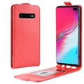 Samsung Galaxy S10 5G Vertikal Flip Cover med Kortholder - Rød