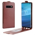 Samsung Galaxy S10 Flip Taske med Kortholder - Brun