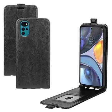 Motorola Moto G22 Vertikal Flip Cover med Kortholder - Sort