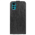 Motorola Moto G22 Vertikal Flip Cover med Kortholder - Sort