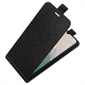 Nokia C32 Vertikal Flip Taske med Kortholder - Sort