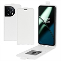 OnePlus 11 Vertikal Flip Taske med Kortholder - Hvid
