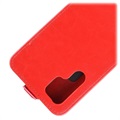 Huawei P30 Pro Vertikal Flip Taske med Kortholder - Rød