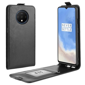 OnePlus 7T Vertikal Flip Taske med Kortholder - Sort