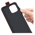 iPhone 14 Pro Vertikal Flip Taske med Kortholder - Brun